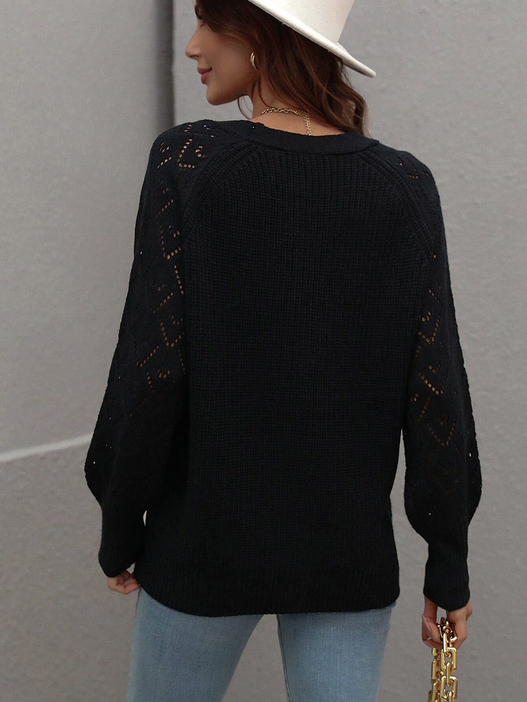 Double Take Rib-Knit Plunge Raglan Sleeve Cardigan