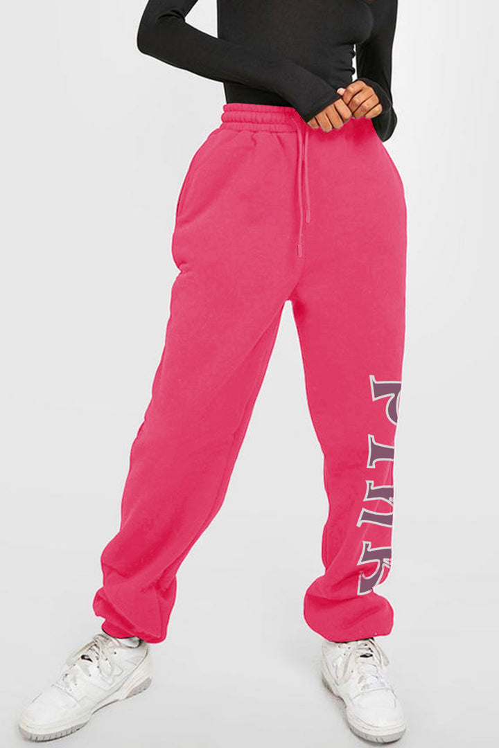 Simply Love Full Size PINK Graphic Sweatpants