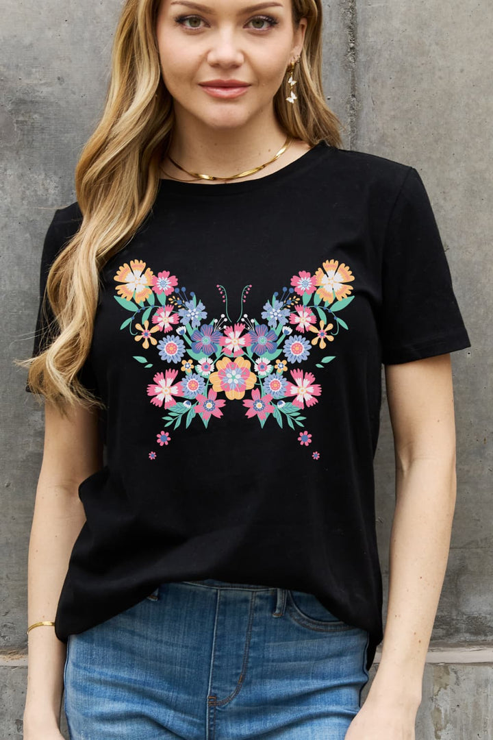 Simply Love Simply Love Full Size Flower Butterfly Graphic Cotton Tee