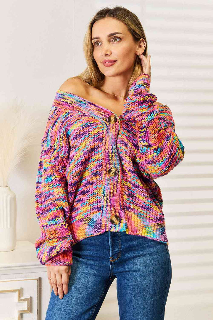 Woven Right V-Neck Long Sleeve Cardigan