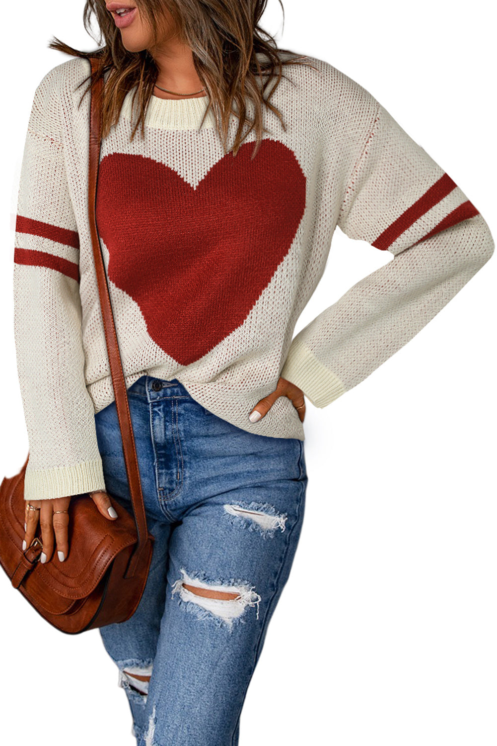 Heart Graphic Round Neck Sweater