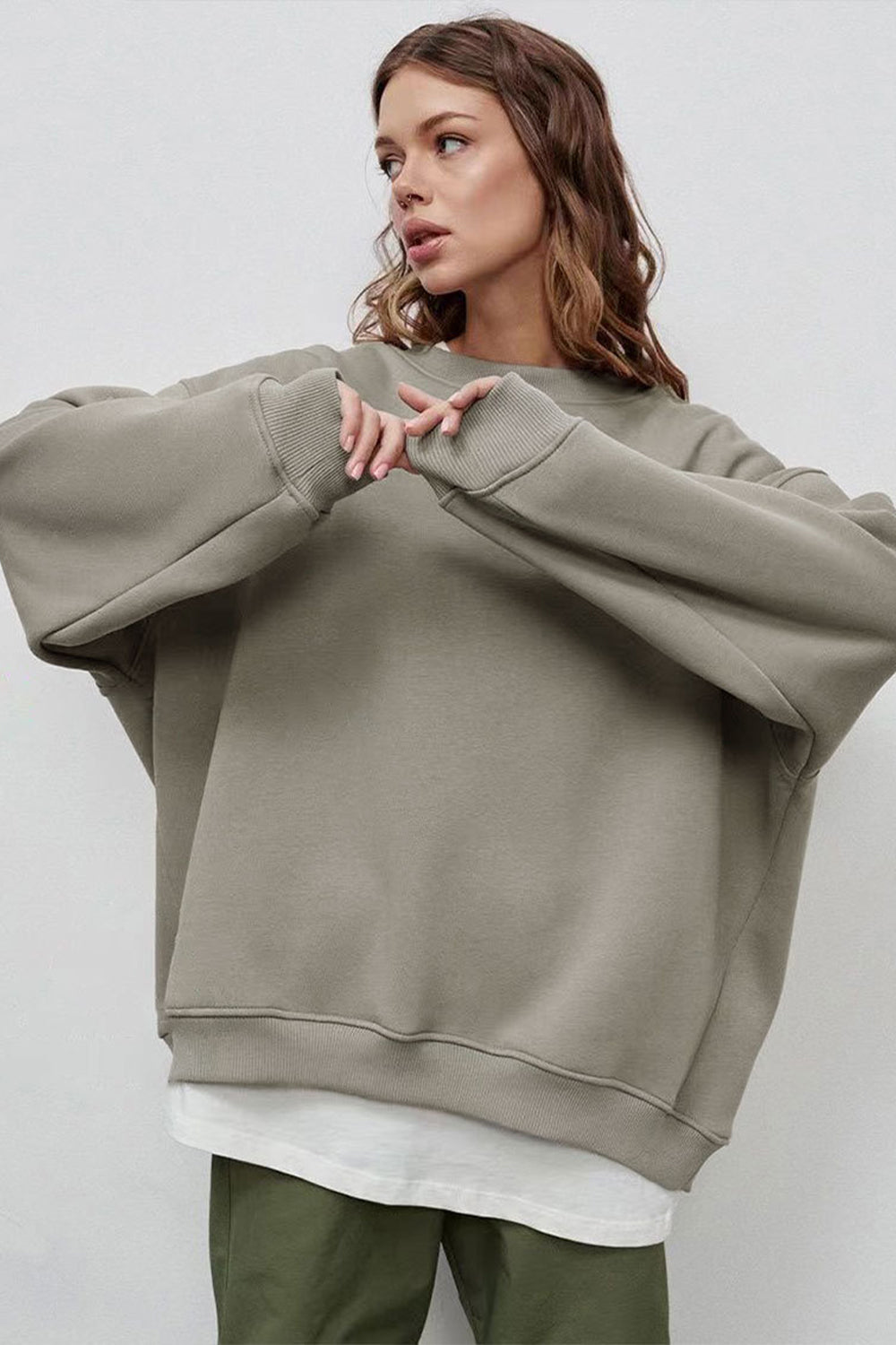 Oversize Round Neck Dropped Shoulder Sweatshirt