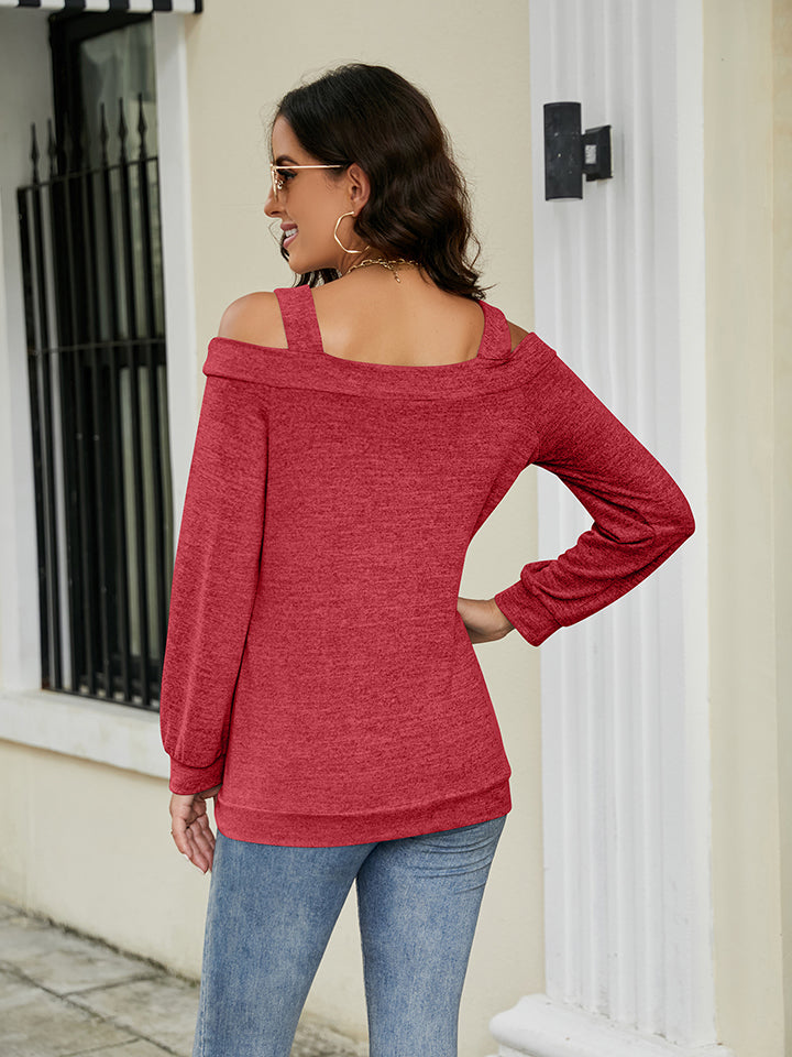 Cold Shoulder Cutout Square Neck Blouse