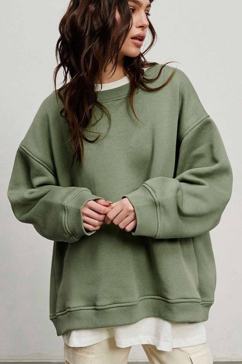 Oversize Round Neck Dropped Shoulder Sweatshirt