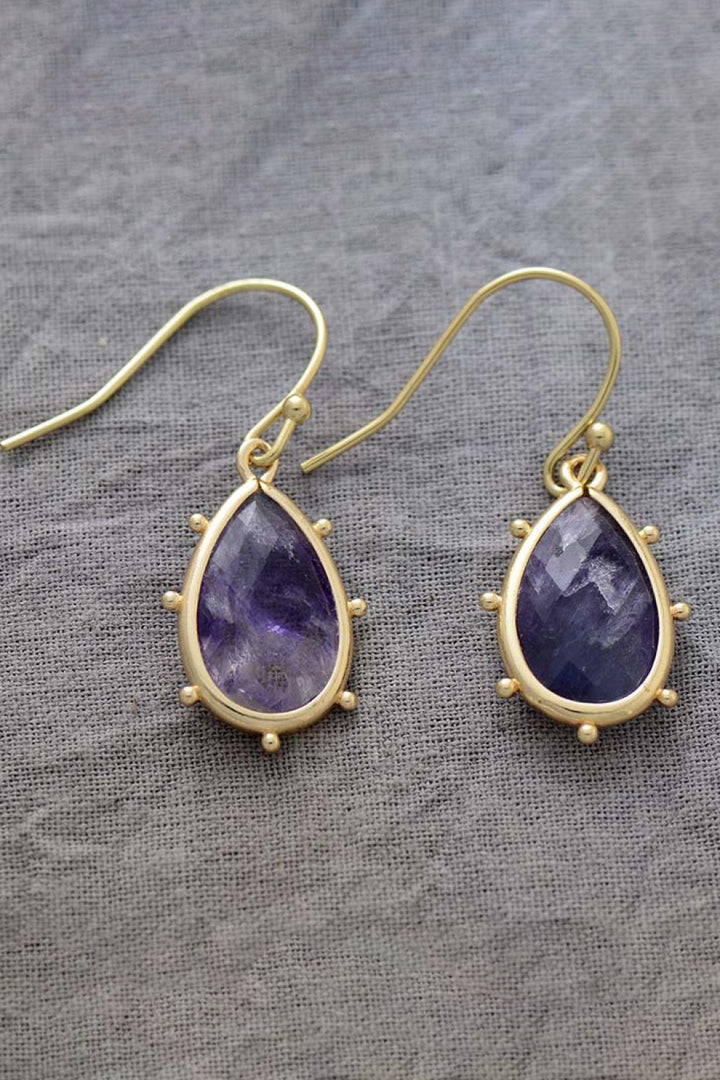 Natural Stone Teardrop Earrings